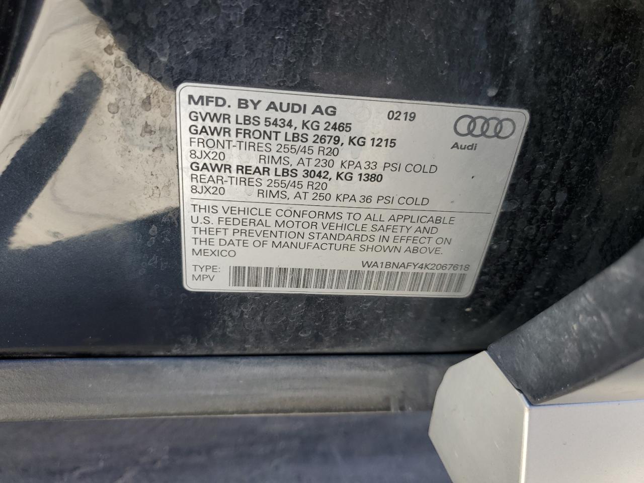 2019 Audi Q5 Premium Plus VIN: WA1BNAFY4K2067618 Lot: 72097115