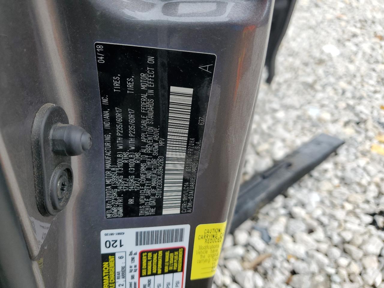 2018 Toyota Sienna Xle VIN: 5TDYZ3DCXJS942263 Lot: 80532285