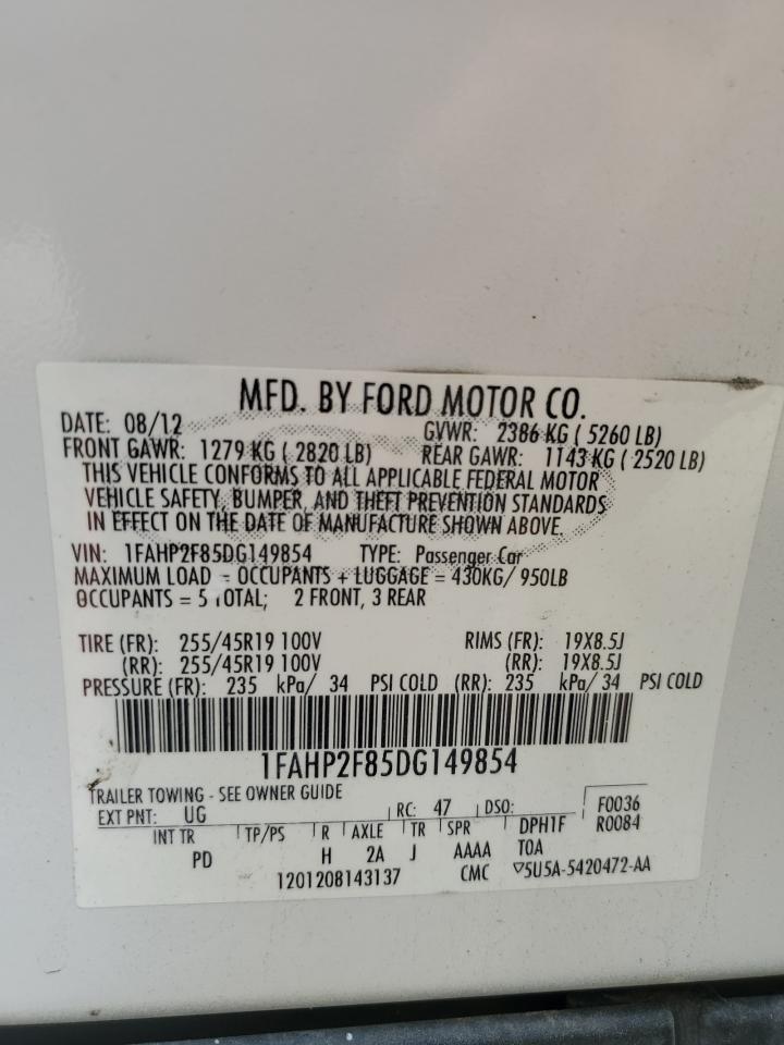 2013 Ford Taurus Limited VIN: 1FAHP2F85DG149854 Lot: 71631485