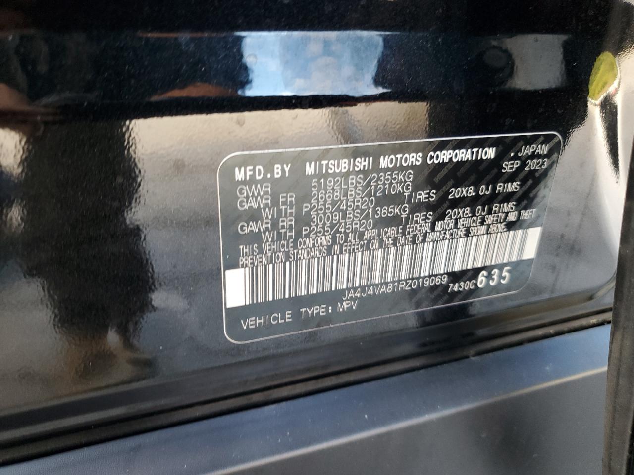 2024 Mitsubishi Outlander Se VIN: JA4J4VA81RZ019069 Lot: 80064095