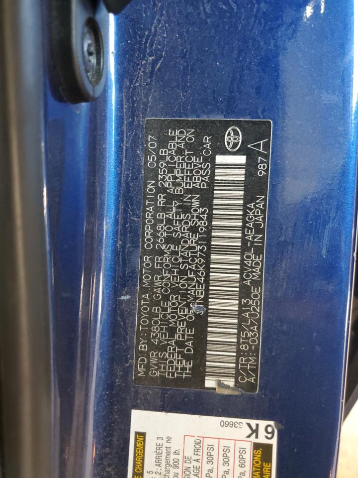 2007 Toyota Camry Ce VIN: JTNBE46K973119843 Lot: 84260535