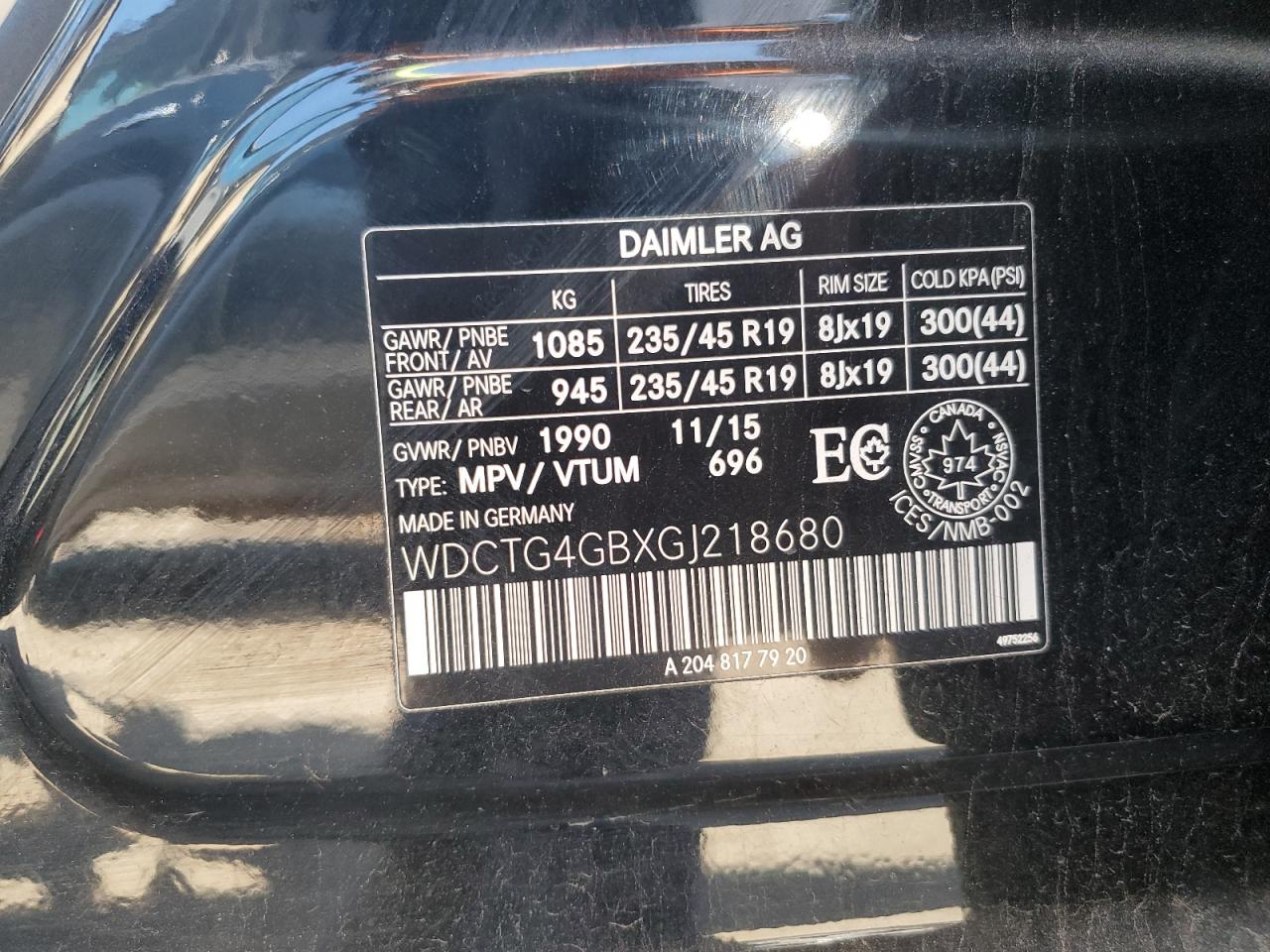 2016 Mercedes-Benz Gla 250 4Matic VIN: WDCTG4GBXGJ218680 Lot: 70091075