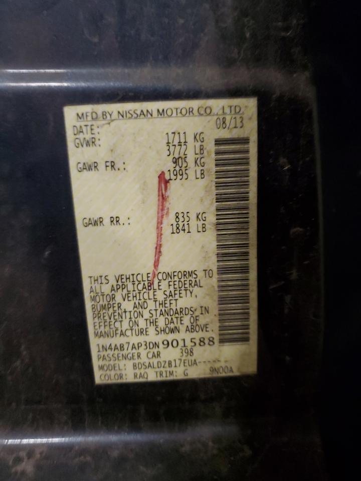 2013 Nissan Sentra S VIN: 1N4AB7AP3DN901588 Lot: 80508155