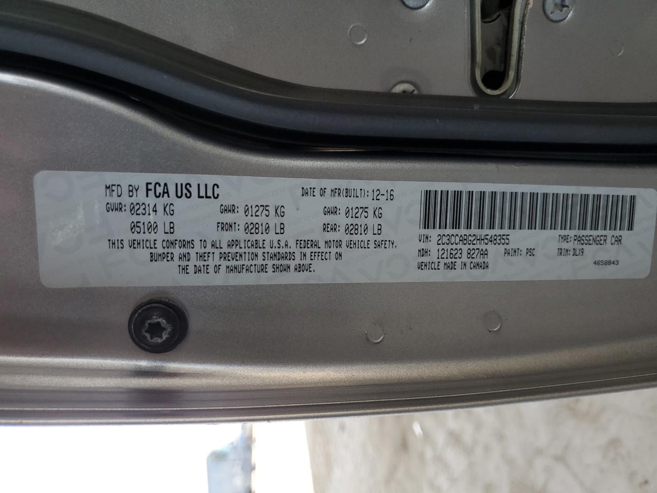 2017 Chrysler 300 S VIN: 2C3CCABG2HH548355 Lot: 81085945