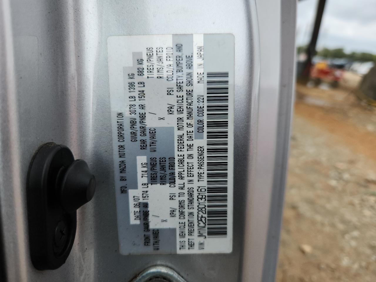 2008 Mazda Mx-5 Miata VIN: JM1NC25F280139161 Lot: 81782585