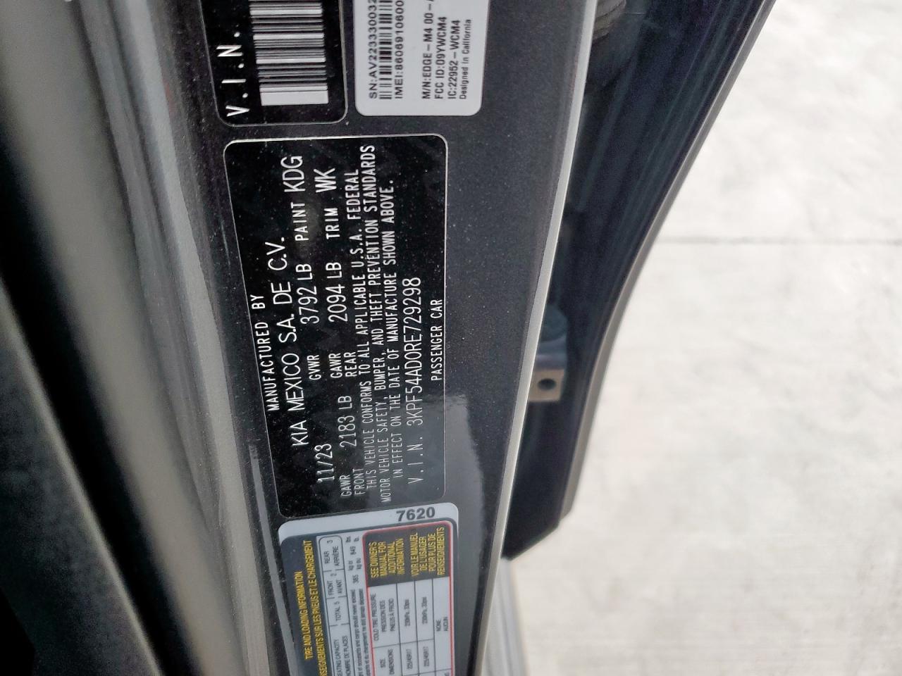 2024 Kia Forte Gt Line VIN: 3KPF54AD0RE729298 Lot: 84285185