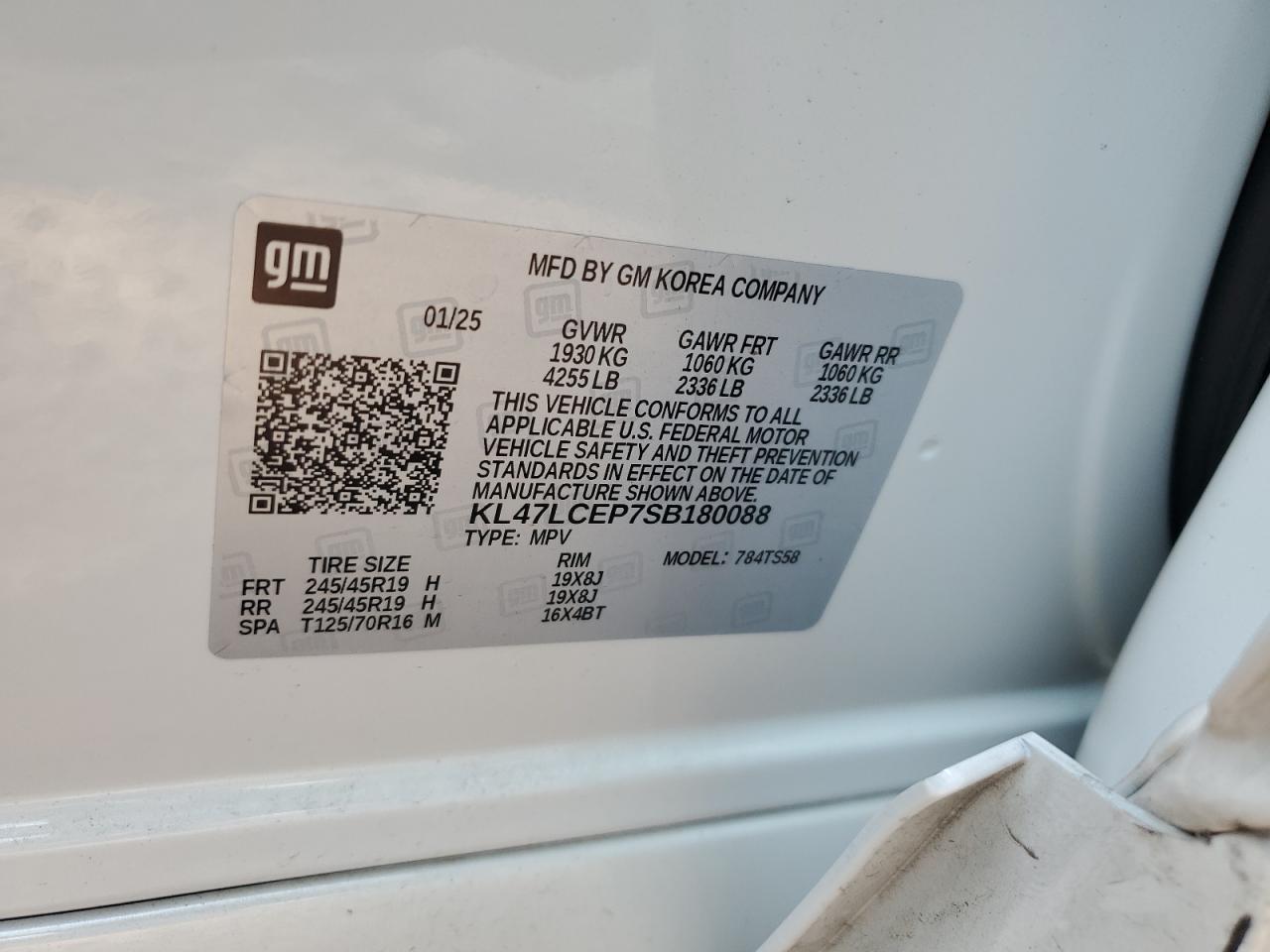 2025 Buick Envista Avenir VIN: KL47LCEP7SB180088 Lot: 80070025