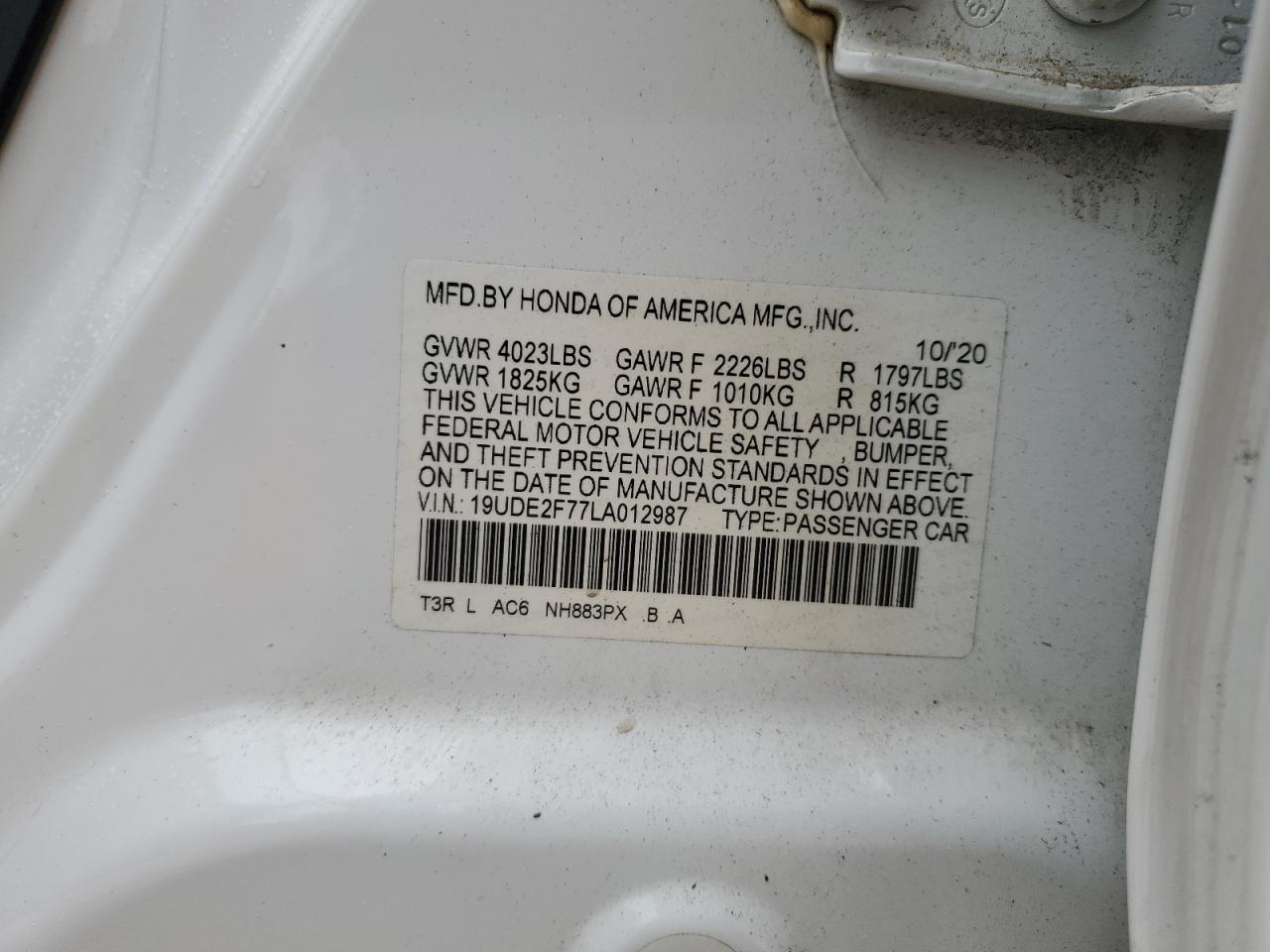 2020 Acura Ilx Premium VIN: 19UDE2F77LA012987 Lot: 80472395