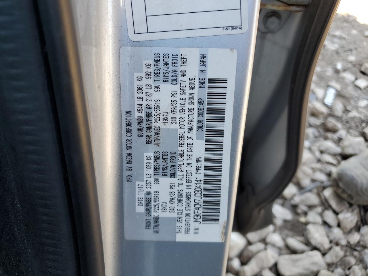 2018 Mazda Cx-5 Touring VIN: JM3KFACM7J0304141 Lot: 70918305