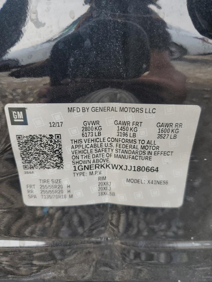 2018 Chevrolet Traverse Premier VIN: 1GNERKKWXJJ180664 Lot: 81327405