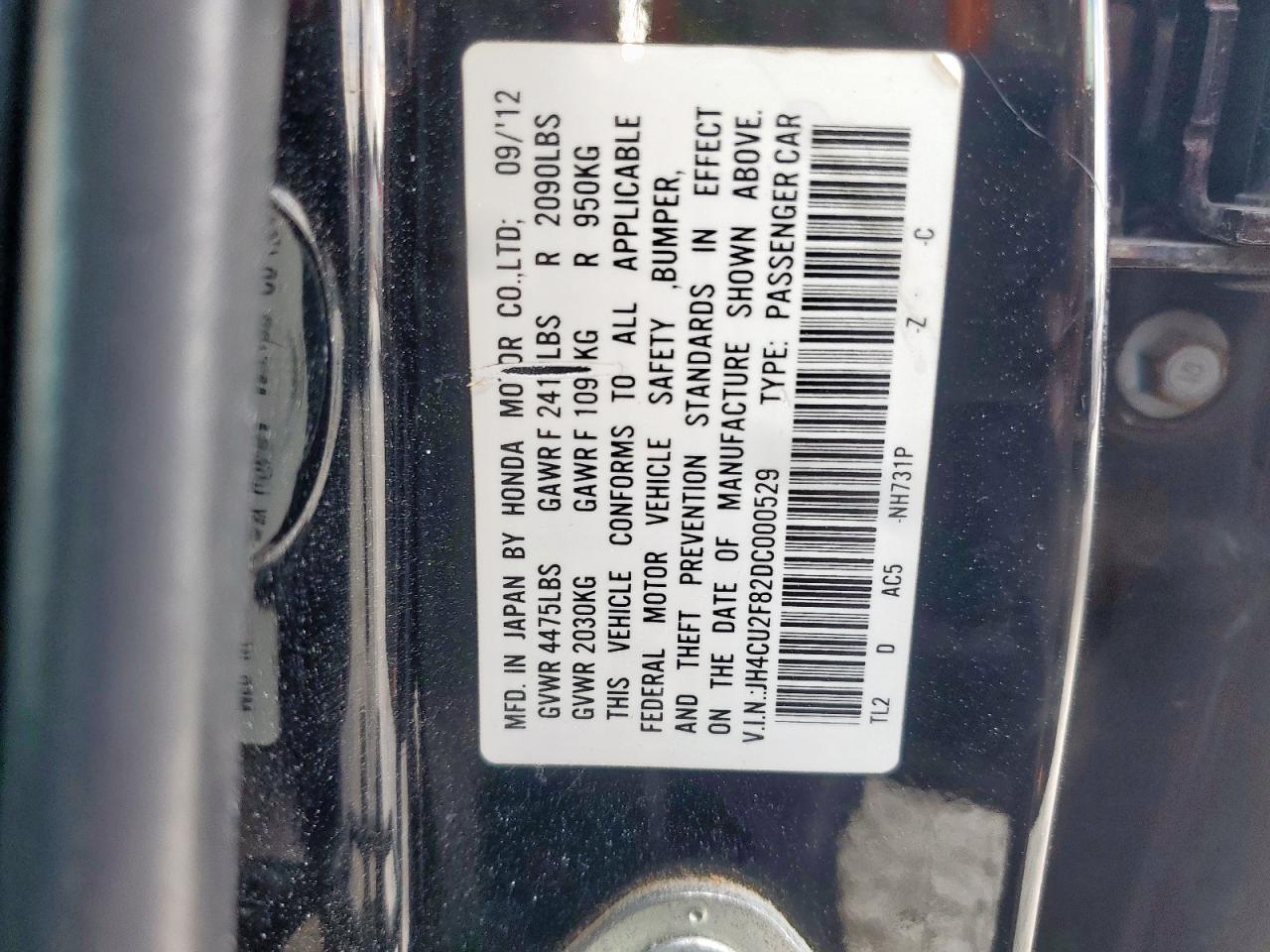 2013 Acura Tsx Se VIN: JH4CU2F82DC000529 Lot: 83849925