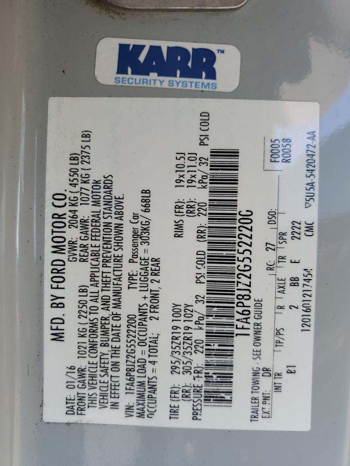 2016 Ford Mustang Shelby Gt350 VIN: 1FA6P8JZ2G5522200 Lot: 84241635