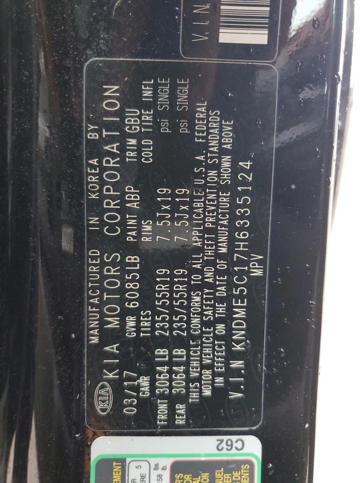 2017 Kia Sedona Sxl VIN: KNDME5C17H6335124 Lot: 84834705