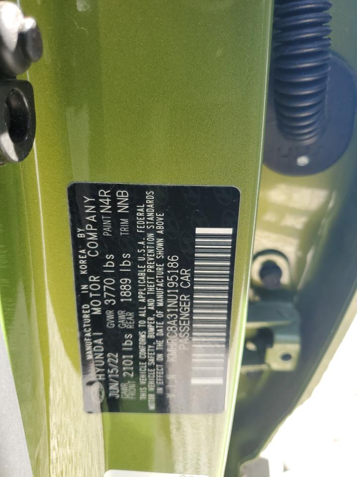 2022 Hyundai Venue Sel VIN: KMHRC8A31NU195186 Lot: 81064265