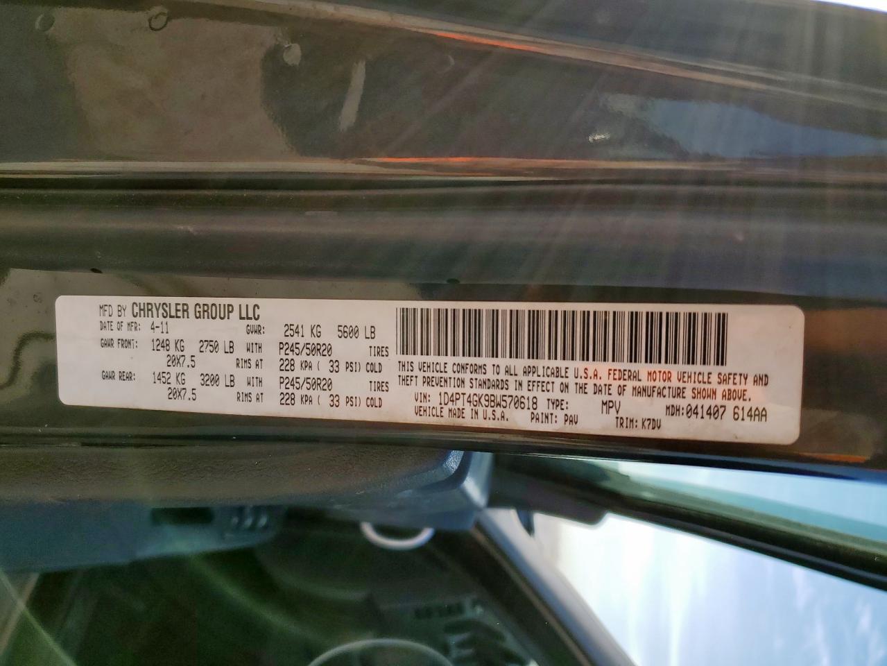 2011 Dodge Nitro Heat VIN: 1D4PT4GK9BW570618 Lot: 84421505