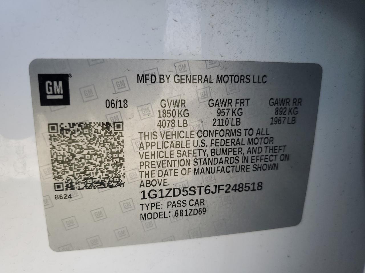 2018 Chevrolet Malibu Lt VIN: 1G1ZD5ST6JF248518 Lot: 81757275