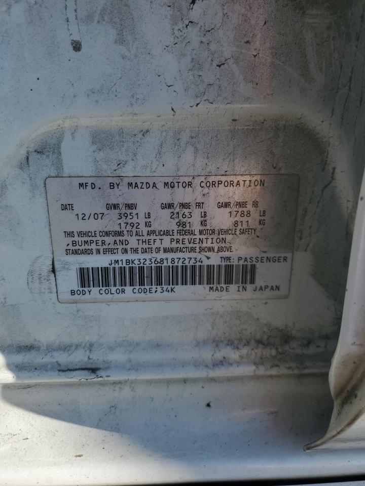 2008 Mazda 3 S VIN: JM1BK323681872734 Lot: 81842955