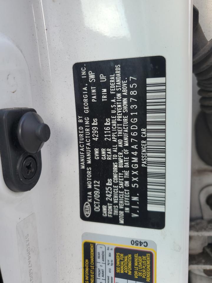 2013 Kia Optima Lx VIN: 5XXGM4A76DG137857 Lot: 81848165