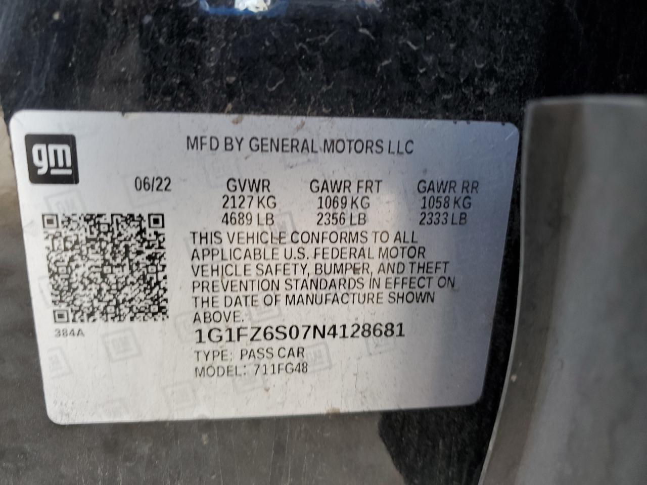 2022 Chevrolet Bolt Euv Premier VIN: 1G1FZ6S07N4128681 Lot: 80874615