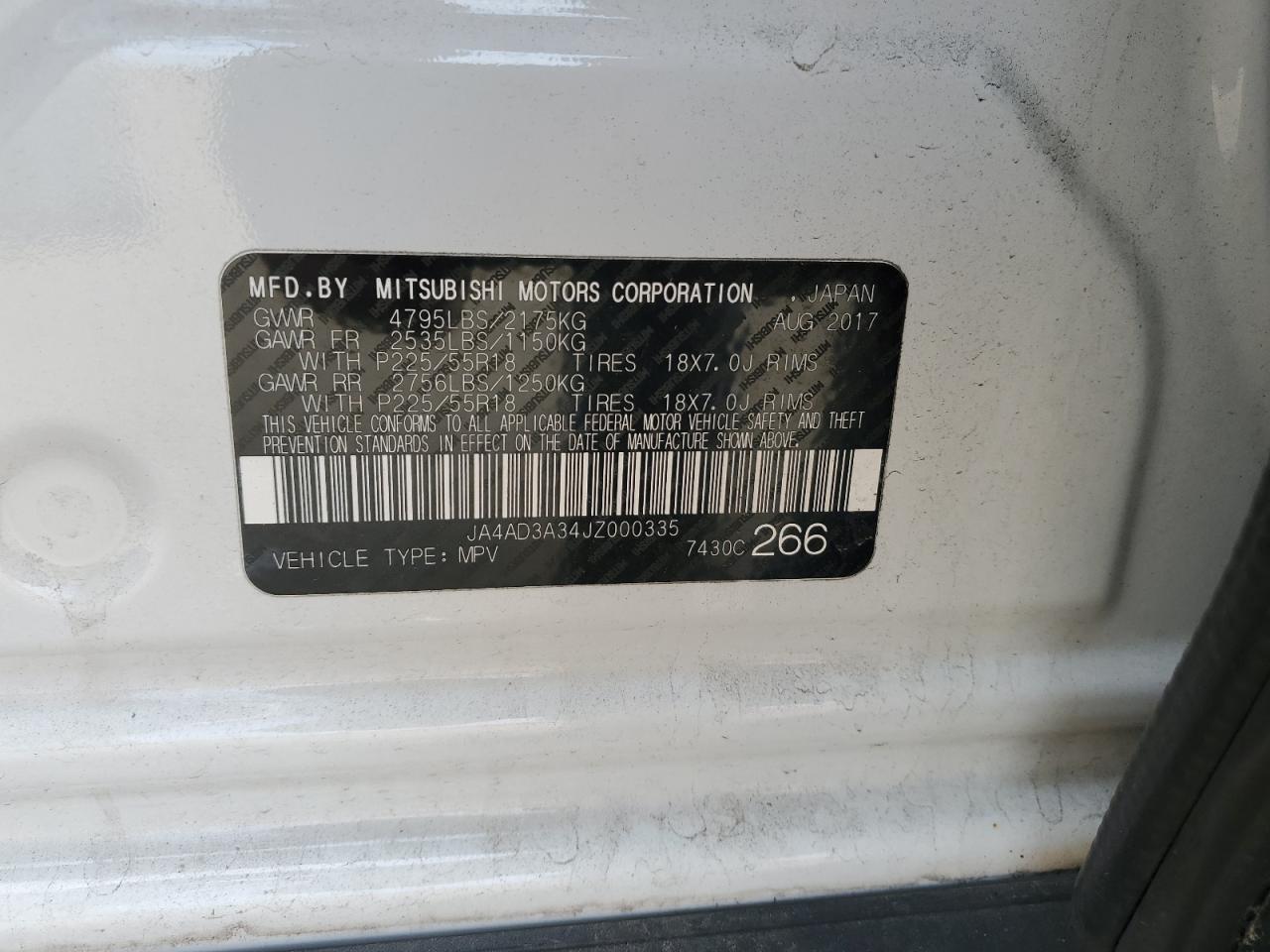 2018 Mitsubishi Outlander Se VIN: JA4AD3A34JZ000335 Lot: 81208565