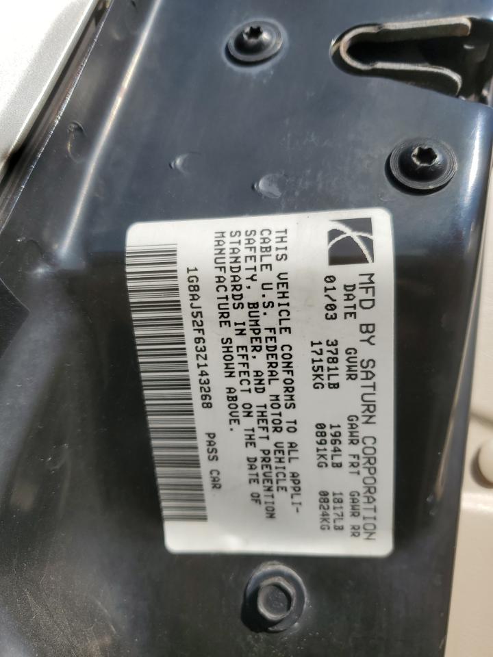 2003 Saturn Ion Level 2 VIN: 1G8AJ52F63Z143268 Lot: 80120075