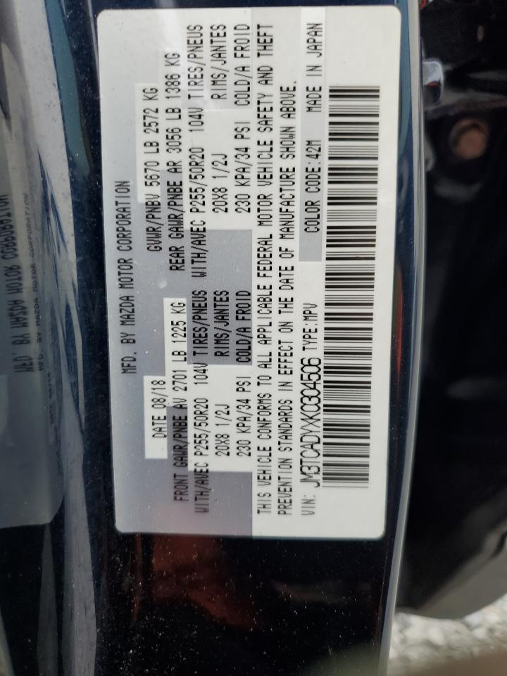 2019 Mazda Cx-9 Grand Touring VIN: JM3TCADYXK0304506 Lot: 81870845