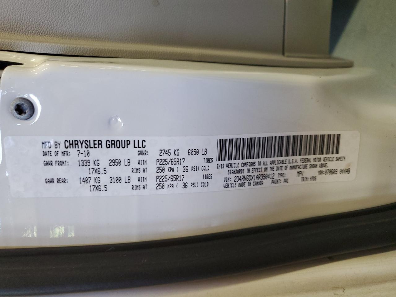 2010 Dodge Grand Caravan Crew VIN: 2D4RN6DX1AR390412 Lot: 81151555