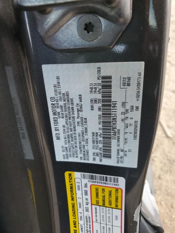 2022 Ford Mustang VIN: 1FA6P8TH3N5111941 Lot: 71311555