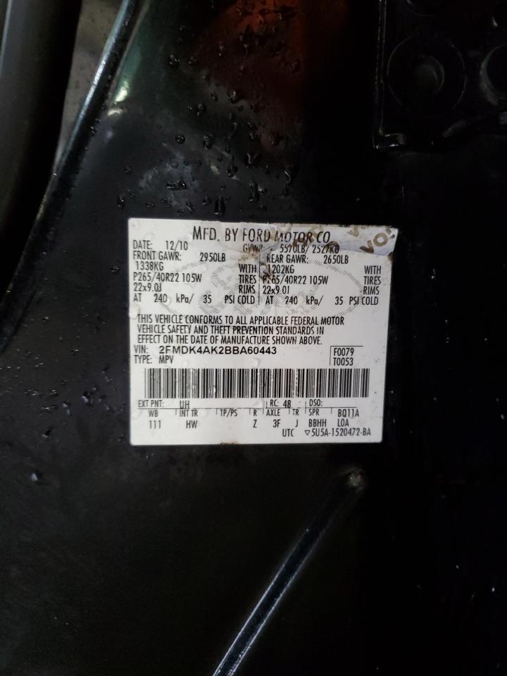 2011 Ford Edge Sport VIN: 2FMDK4AK2BBA60443 Lot: 71819975