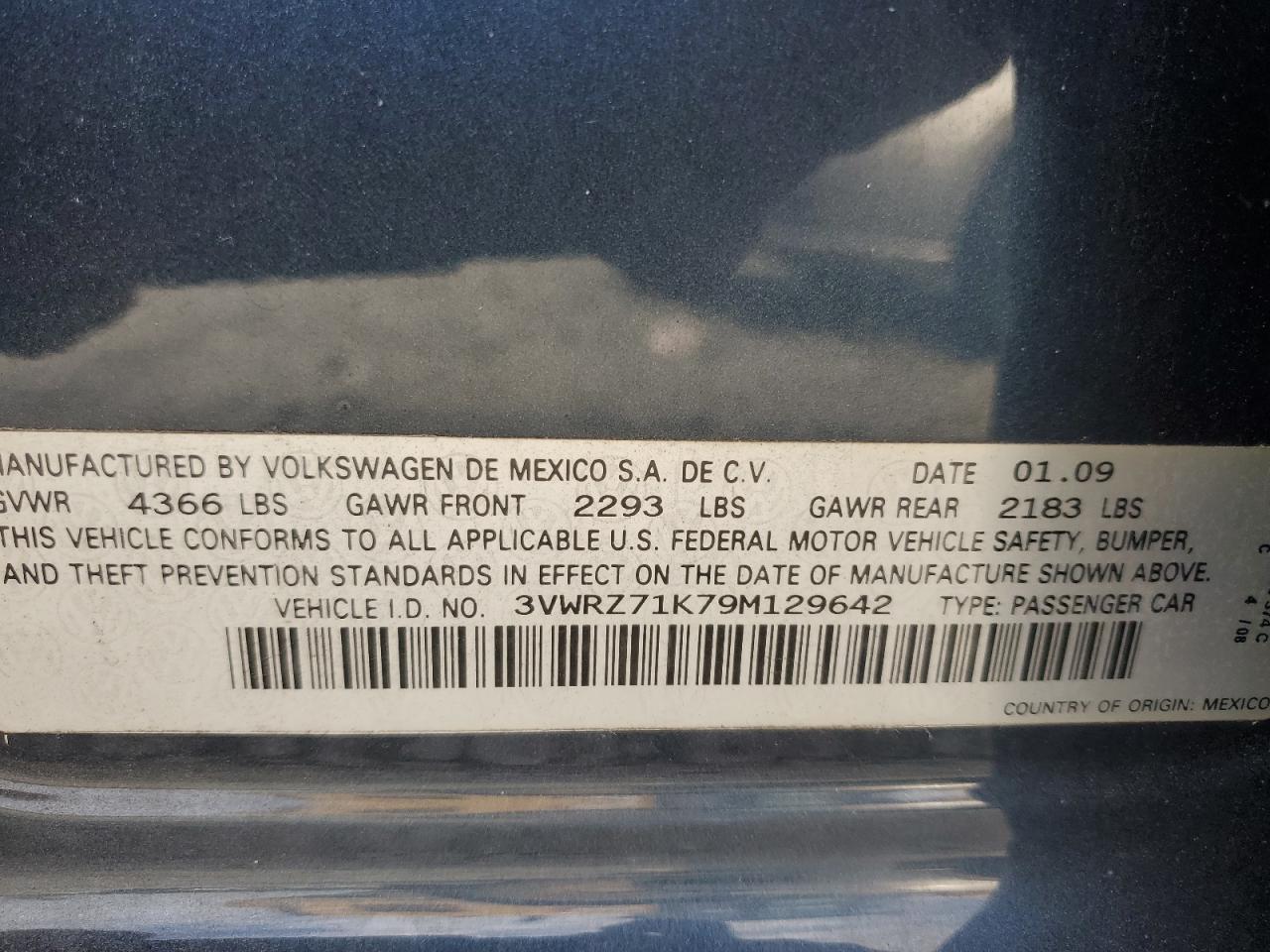 2009 Volkswagen Jetta Se VIN: 3VWRZ71K79M129642 Lot: 80852425