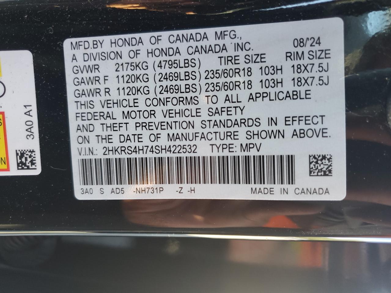 2025 Honda Cr-V Exl VIN: 2HKRS4H74SH422532 Lot: 81307375