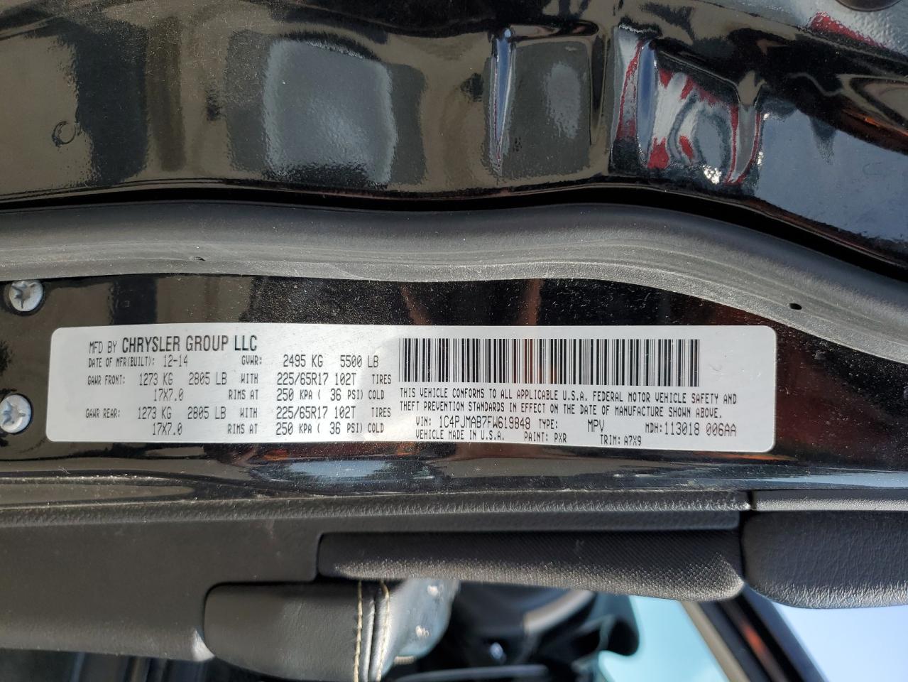 2015 Jeep Cherokee Sport VIN: 1C4PJMAB7FW619848 Lot: 83762955