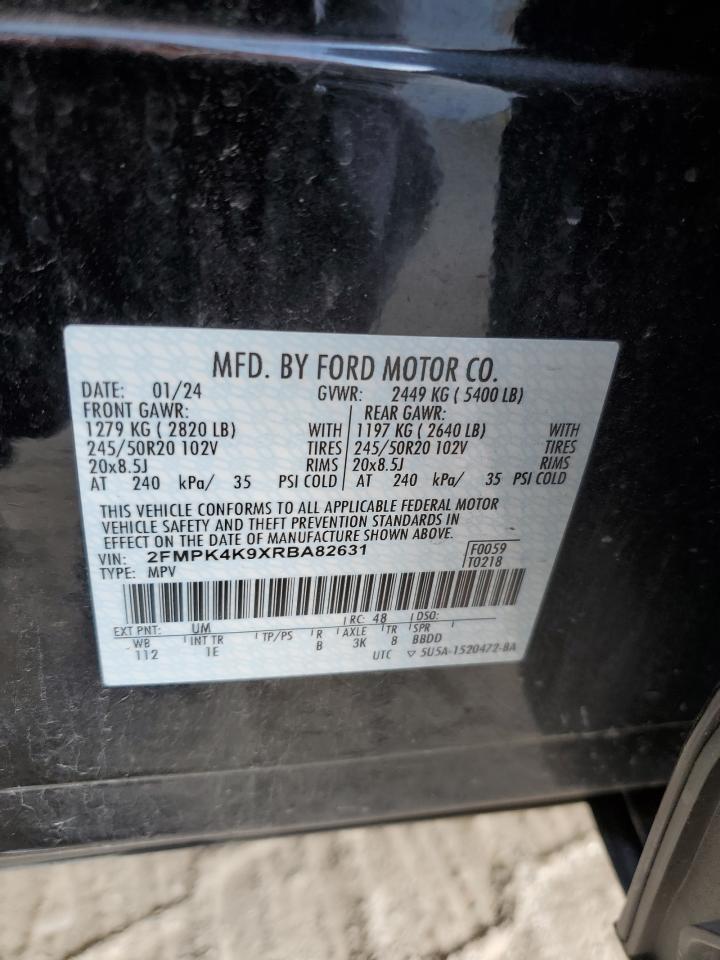 2024 Ford Edge Titanium VIN: 2FMPK4K9XRBA82631 Lot: 72065425