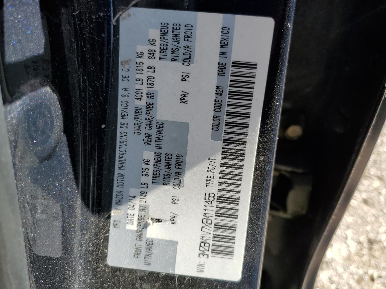 2014 Mazda 3 Touring VIN: 3MZBM1V7XEM111455 Lot: 71511065