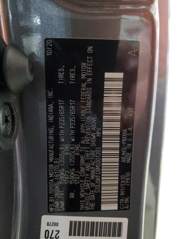 2021 Toyota Sienna Xle VIN: 5TDJSKFC6MS001393 Lot: 71068455