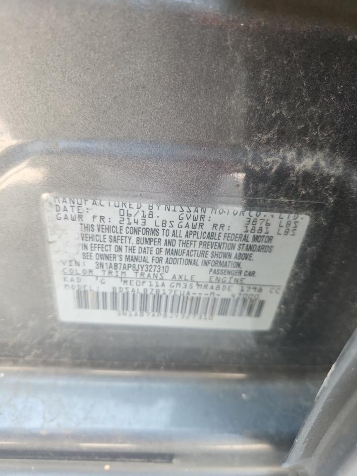 2018 Nissan Sentra S VIN: 3N1AB7AP8JY327310 Lot: 71313025