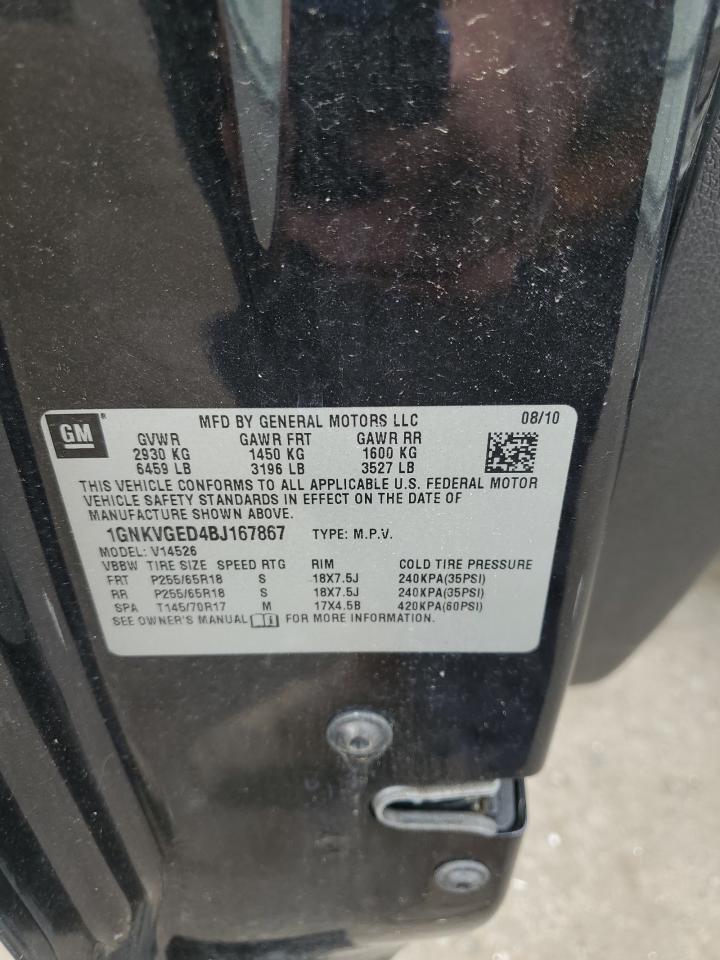 2011 Chevrolet Traverse Lt VIN: 1GNKVGED4BJ167867 Lot: 81320425