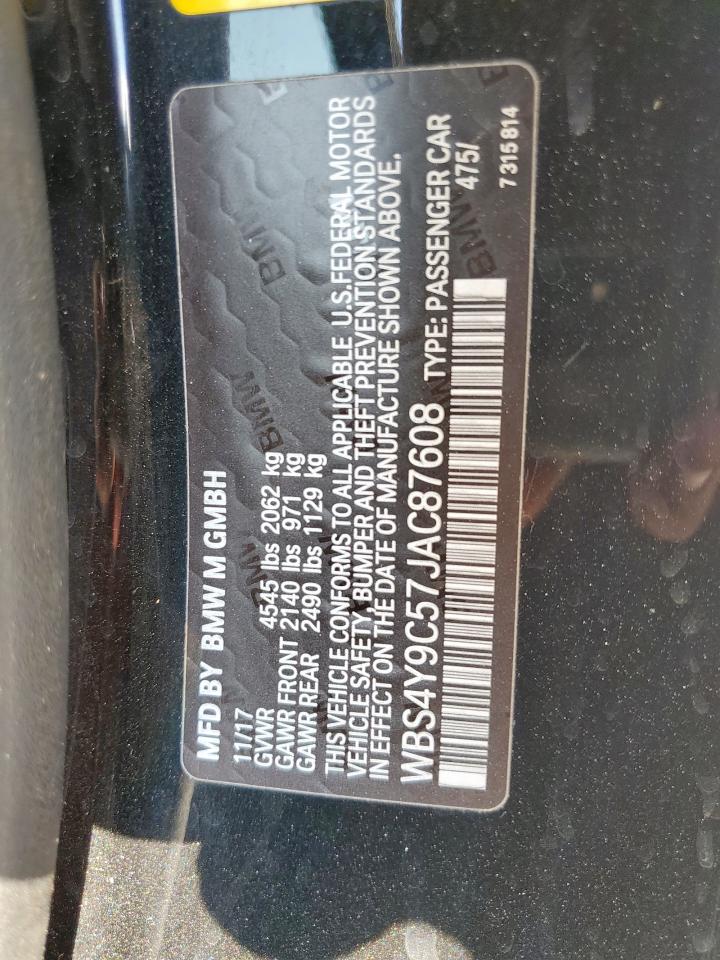 2018 BMW M4 VIN: WBS4Y9C57JAC87608 Lot: 80658375