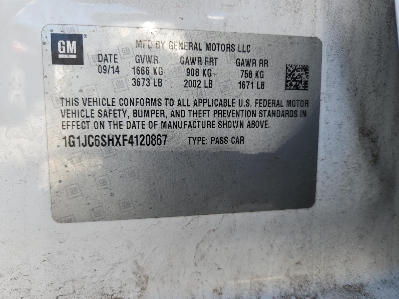 2015 Chevrolet Sonic Lt VIN: 1G1JC6SHXF4120867 Lot: 84232455