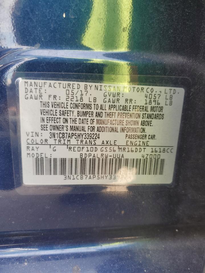 2017 Nissan Sentra Sr Turbo VIN: 3N1CB7AP5HY339224 Lot: 81623445