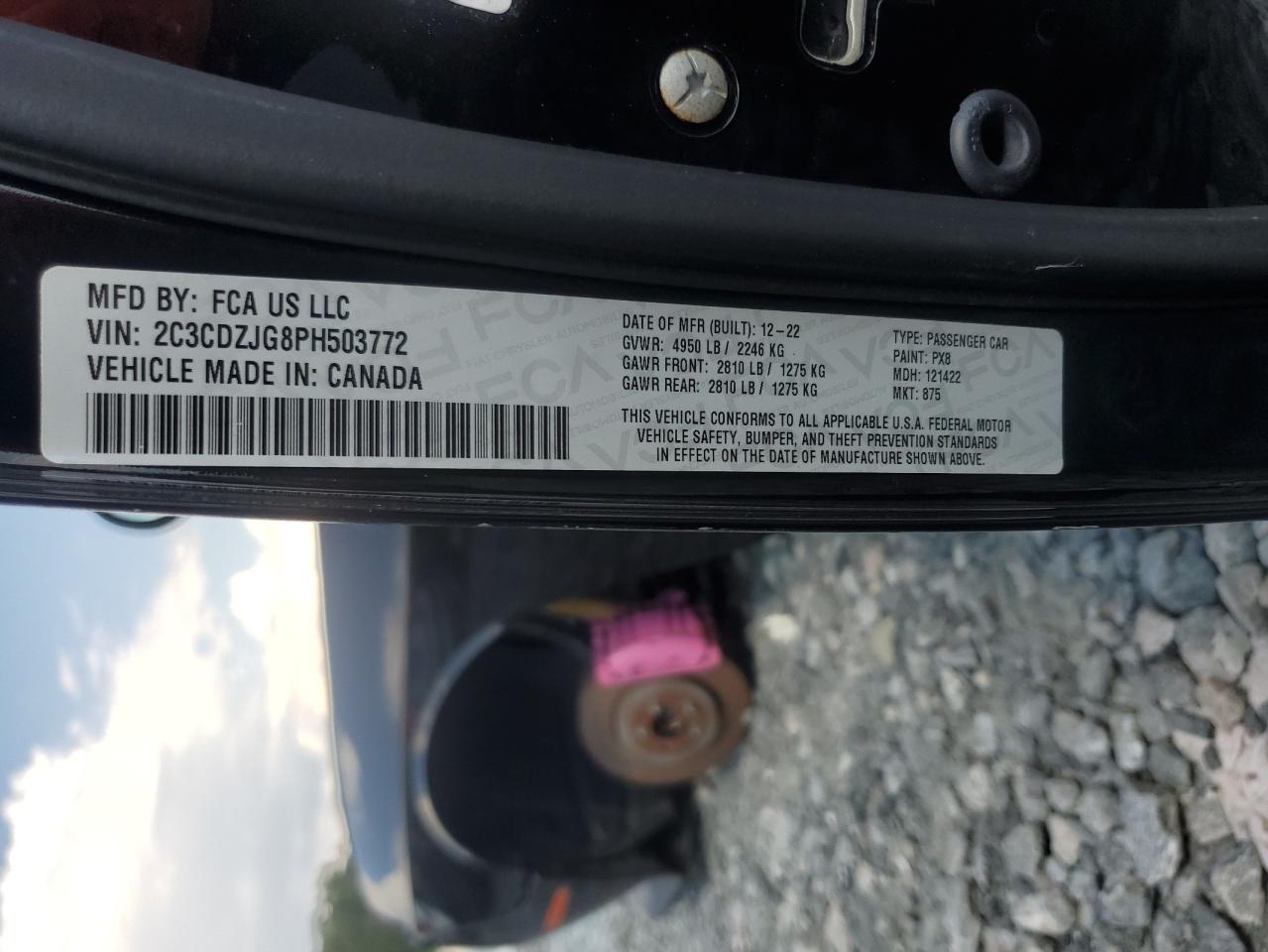 2023 Dodge Challenger Gt VIN: 2C3CDZJG8PH503772 Lot: 69944535