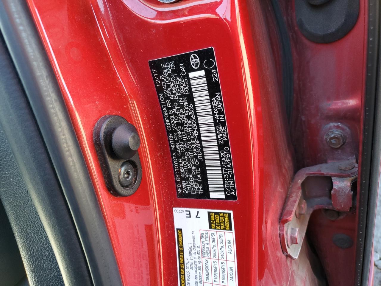 2017 Toyota Prius Prime VIN: JTDKARFP8H3066806 Lot: 84295325