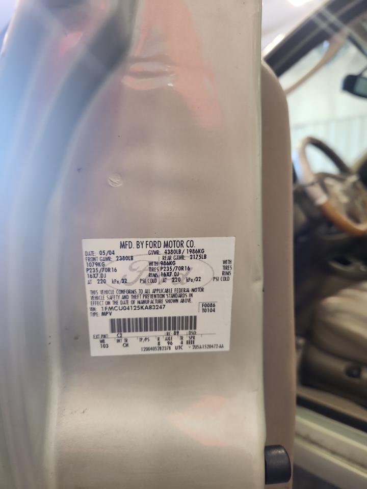 2005 Ford Escape Limited VIN: 1FMCU04125KA83247 Lot: 70686935