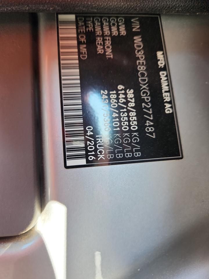 2016 Mercedes-Benz Sprinter 2500 VIN: WD3PE8CDXGP277487 Lot: 82025225