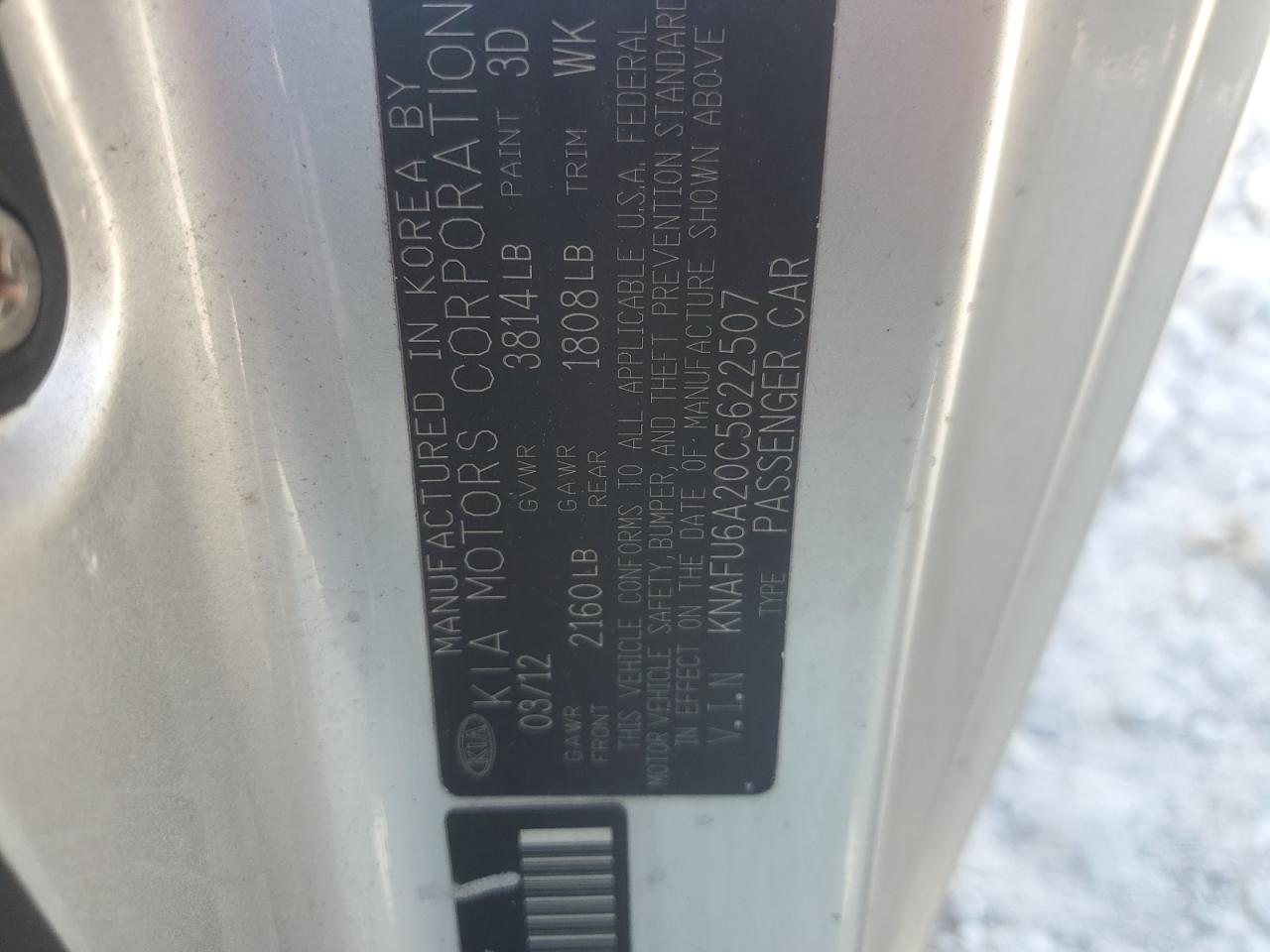 2012 Kia Forte Ex VIN: KNAFU6A20C5622507 Lot: 81125465