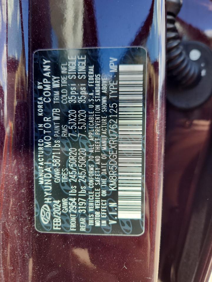 2024 Hyundai Palisade Limited VIN: KM8R5DGEXRU762125 Lot: 71303095