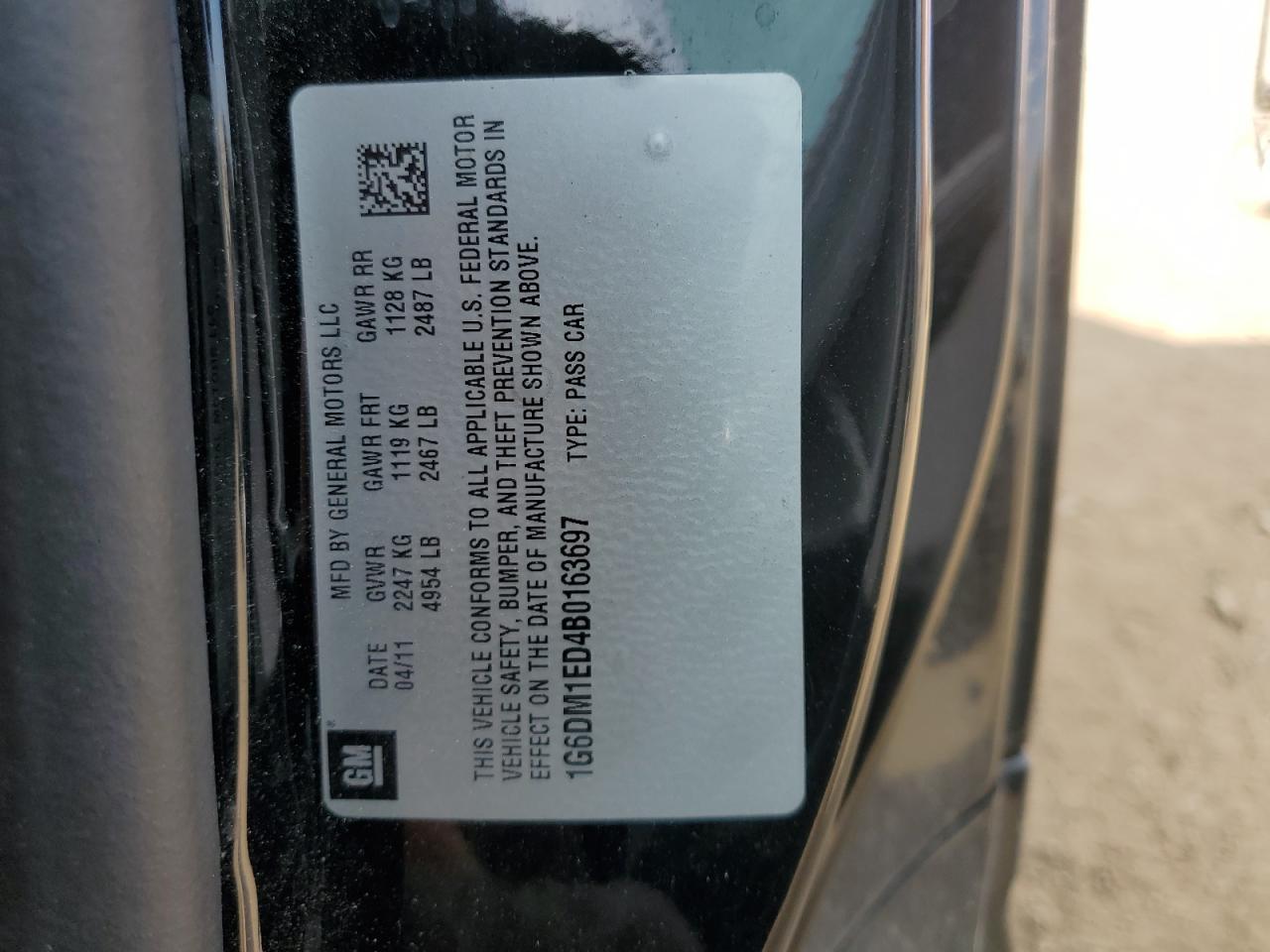 2011 Cadillac Cts Performance Collection VIN: 1G6DM1ED4B0163697 Lot: 80031415