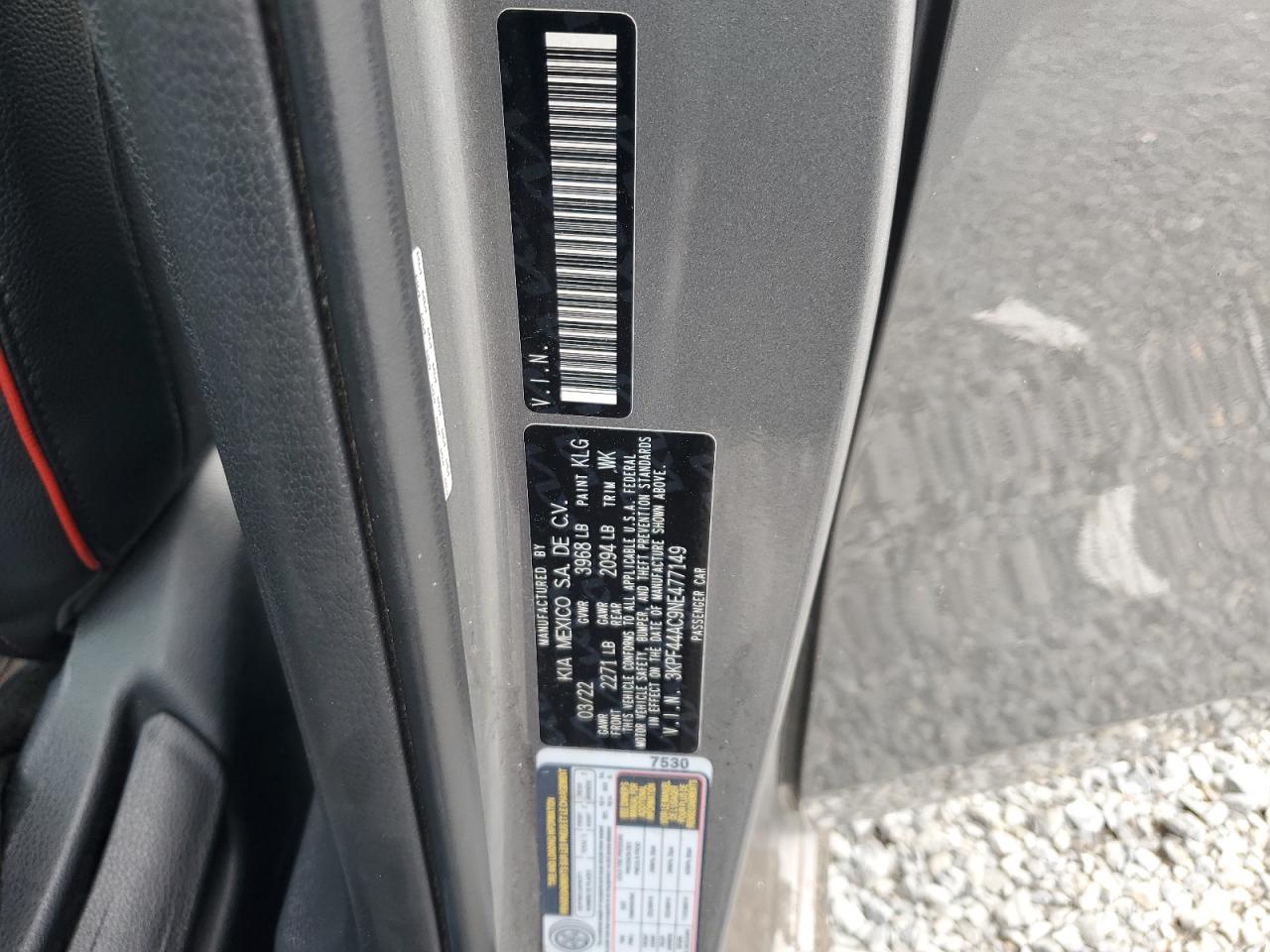 2022 Kia Forte Gt VIN: 3KPF44AC9NE477149 Lot: 84033565