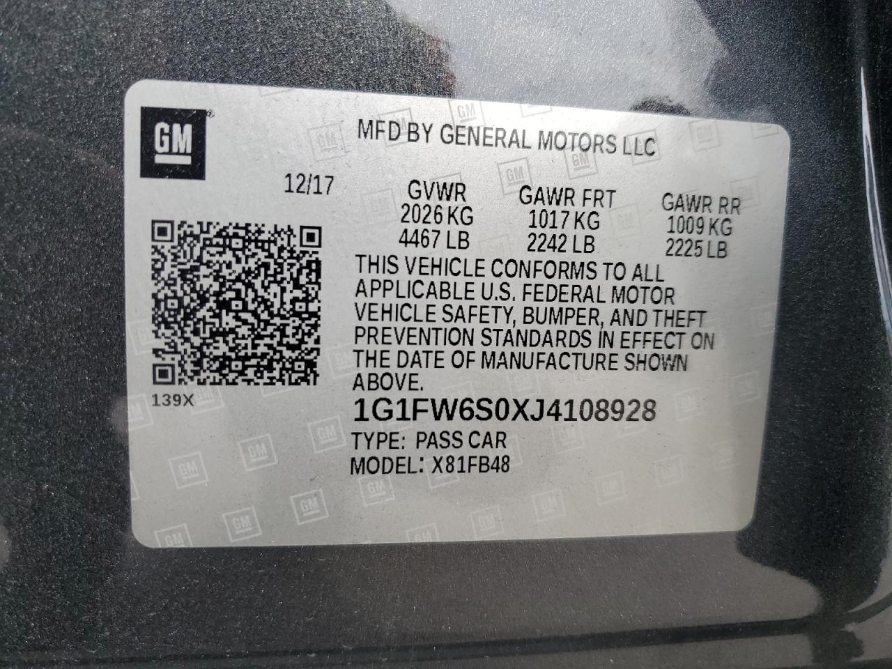 2018 Chevrolet Bolt Ev Lt VIN: 1G1FW6S0XJ4108928 Lot: 81214885