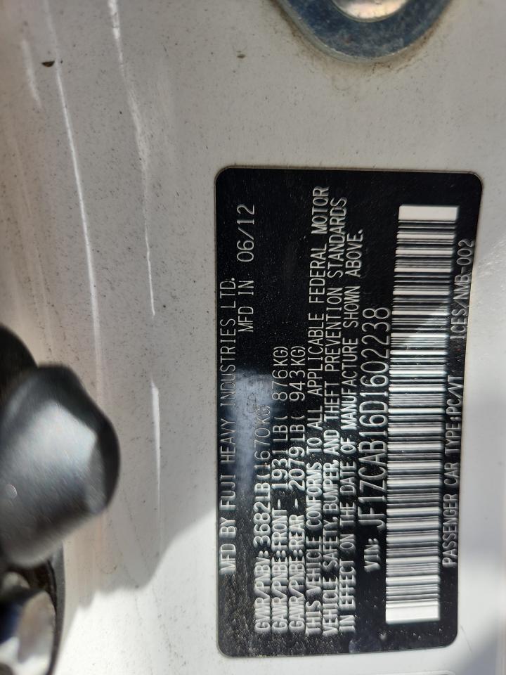 2013 Subaru Brz 2.0 Premium VIN: JF1ZCAB16D1602238 Lot: 83810285